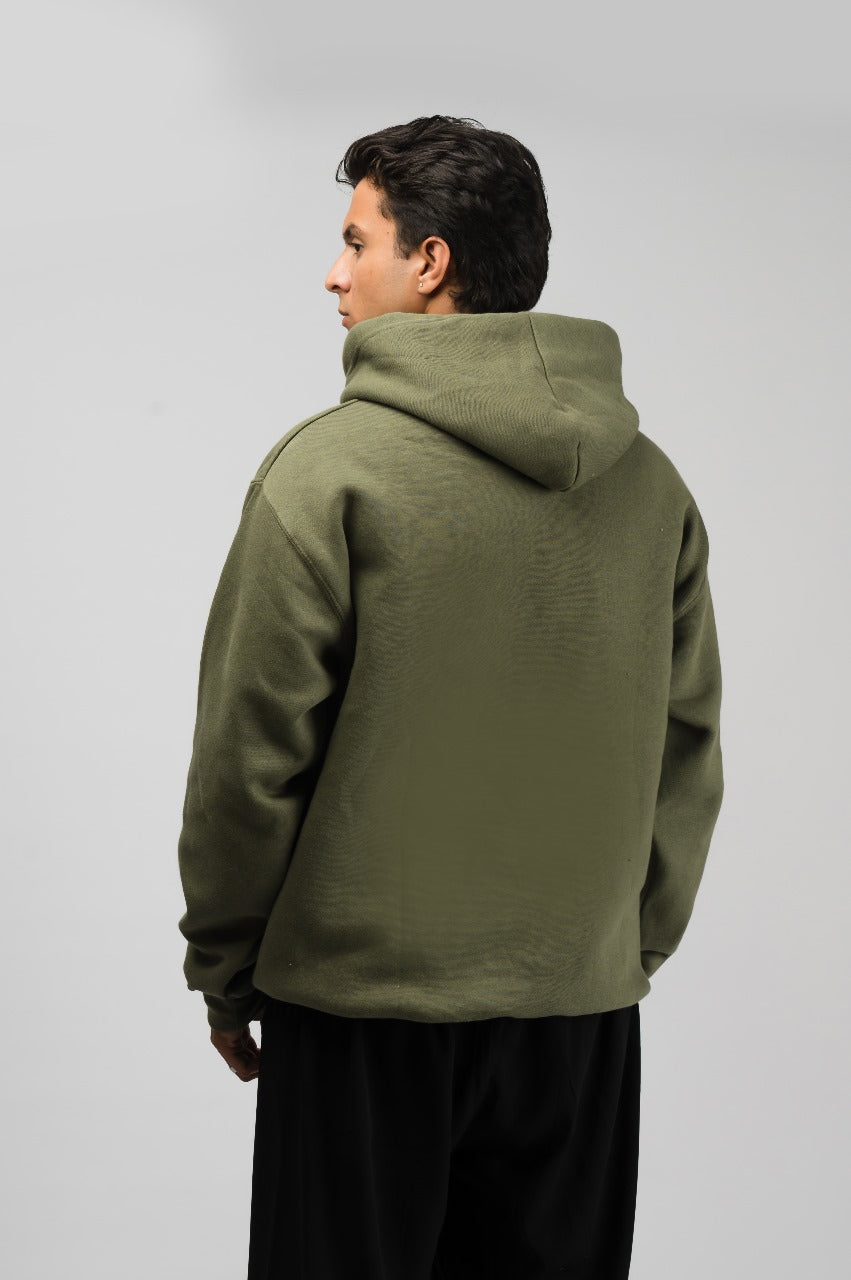 Olive Green Solid Hoodie (Unisex)