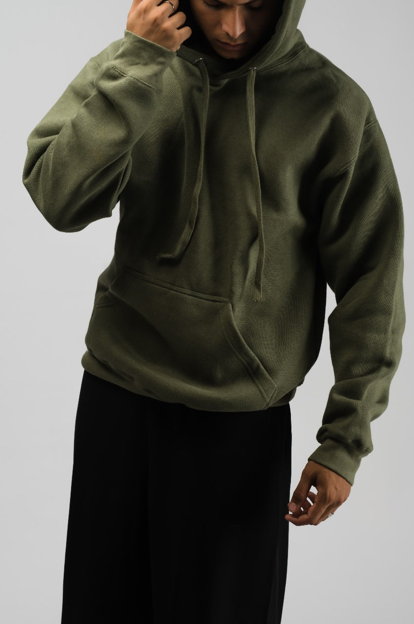 Olive Green Solid Hoodie (Unisex)