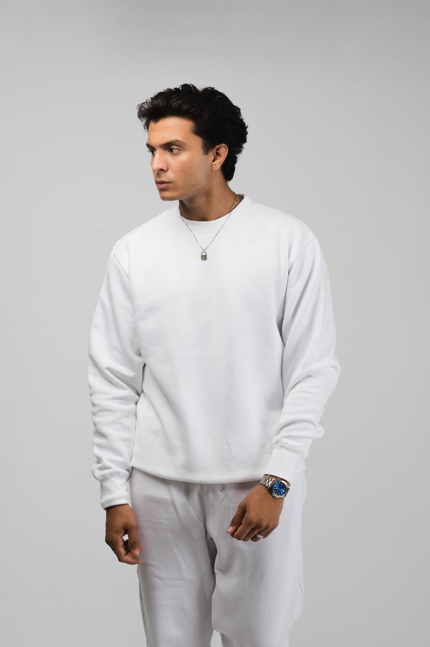 White Solid Sweatshirt