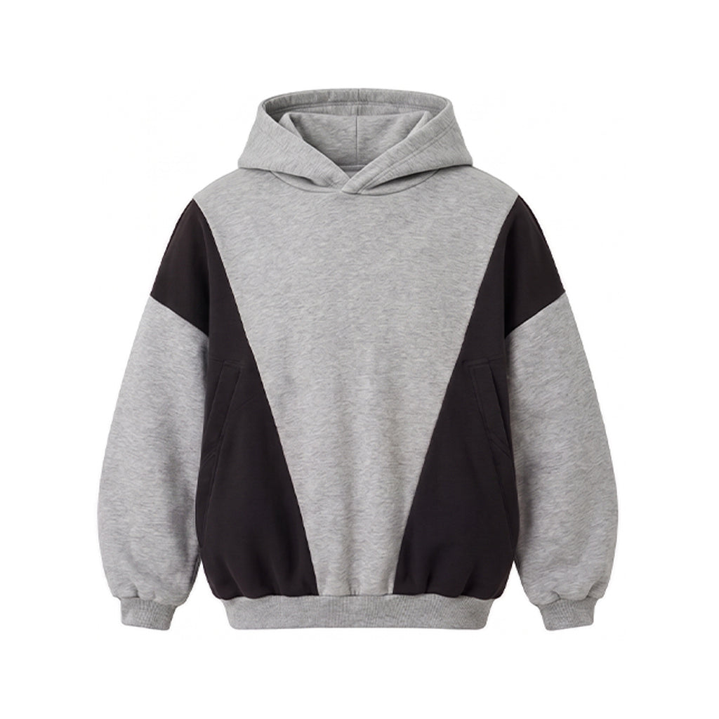 Colorblock Oversized Hoodie - Ash Black
