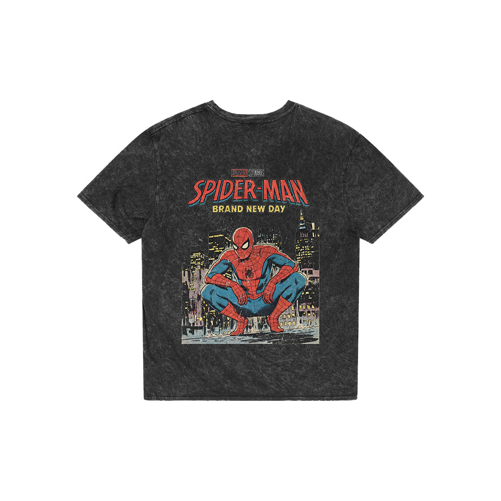 Spider-Man Brand New Day Acid Wash Oversized Graphic T-Shirt