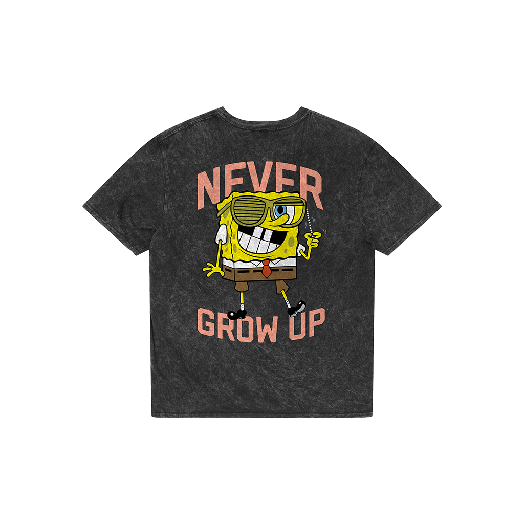 Never Grow Up - Acid Wash Oversized Graphic Tee (Unisex)