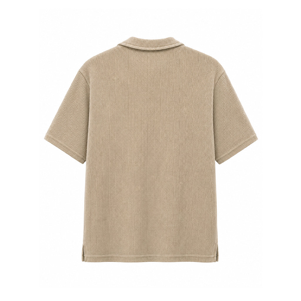 Beige Waffle Knit Polo