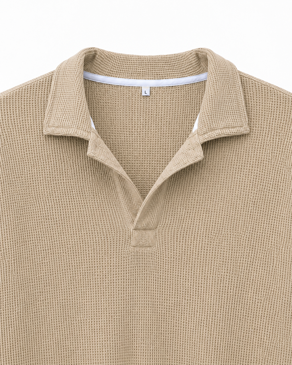 Beige Waffle Knit Polo