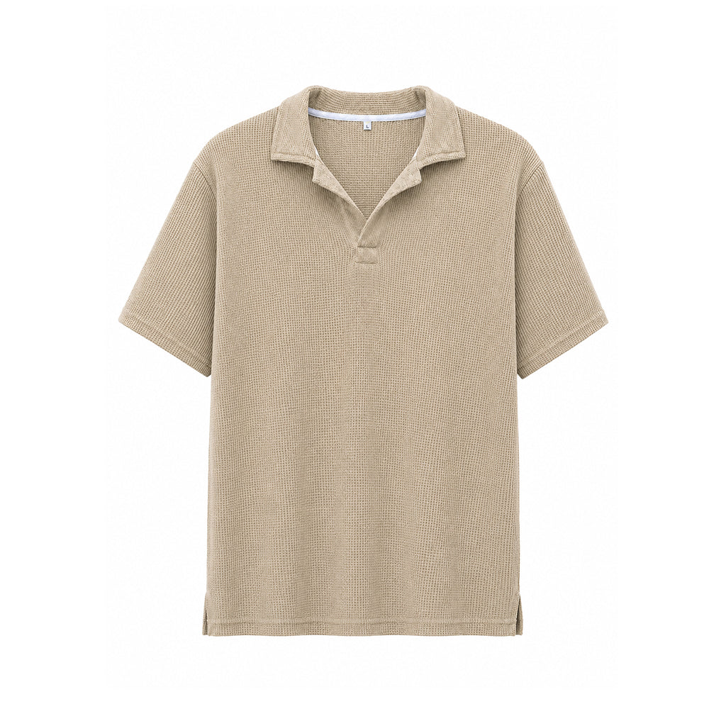 Beige Waffle Knit Polo