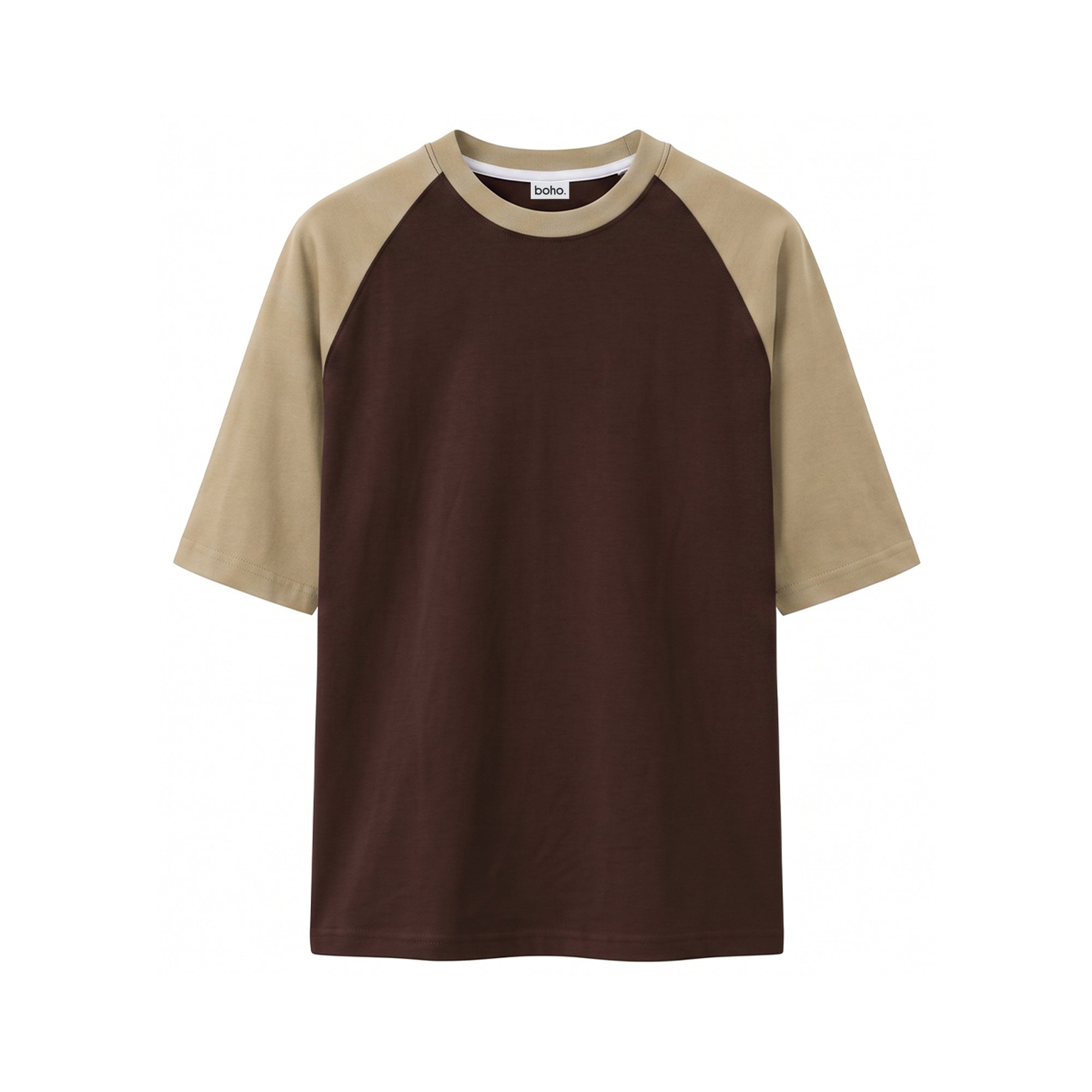 Raglan Core Tee – Beige & Brown