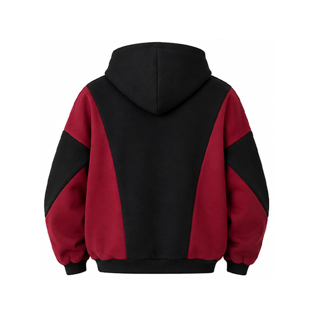 Colorblock Oversized Hoodie - Black Cherry