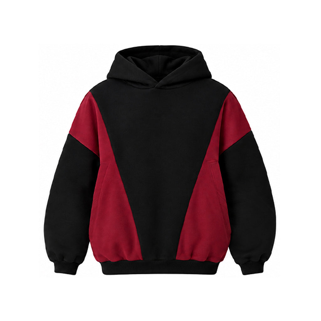 Colorblock Oversized Hoodie - Black Cherry
