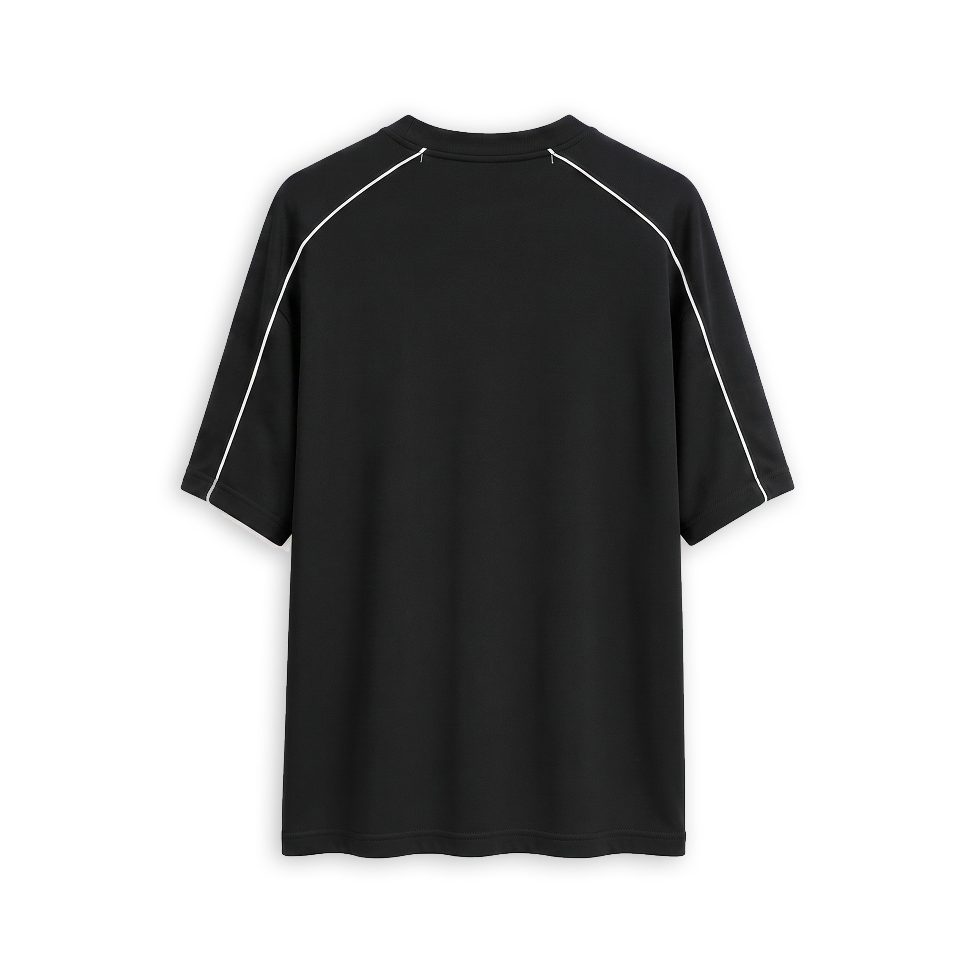 Raglan Piping Oversized Tee - Black