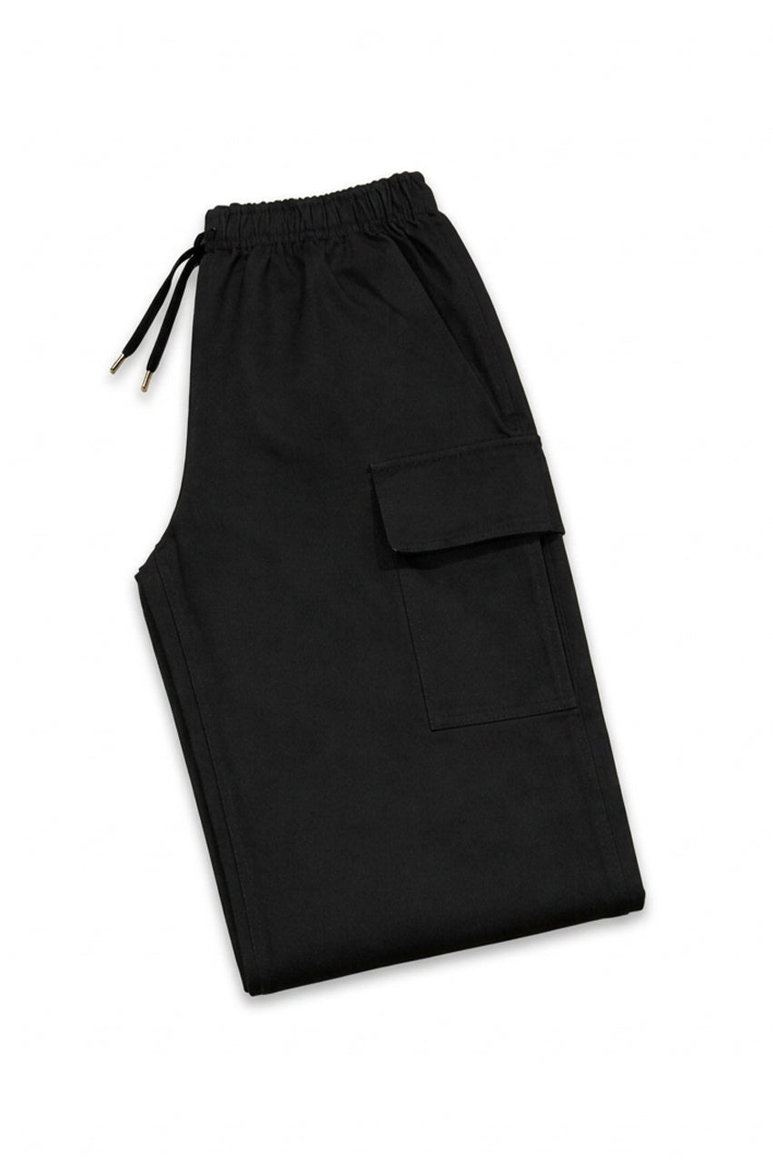 Essential Black Cargo Straight-Leg Trousers