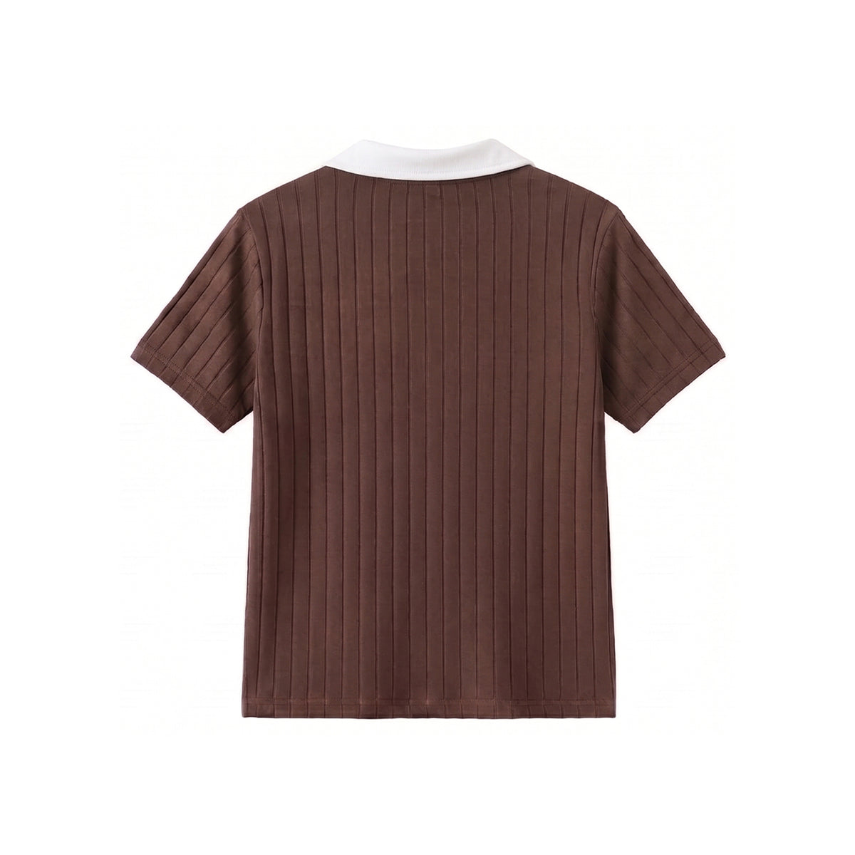 Brown Drop Needle Contrast Polo