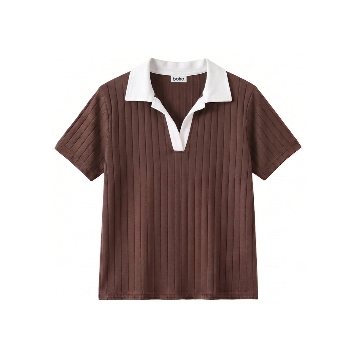 Brown Drop Needle Contrast Polo