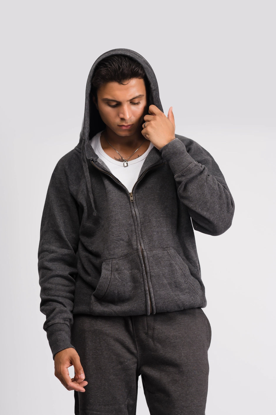 Charcoal Zipper burn wash (Unisex)