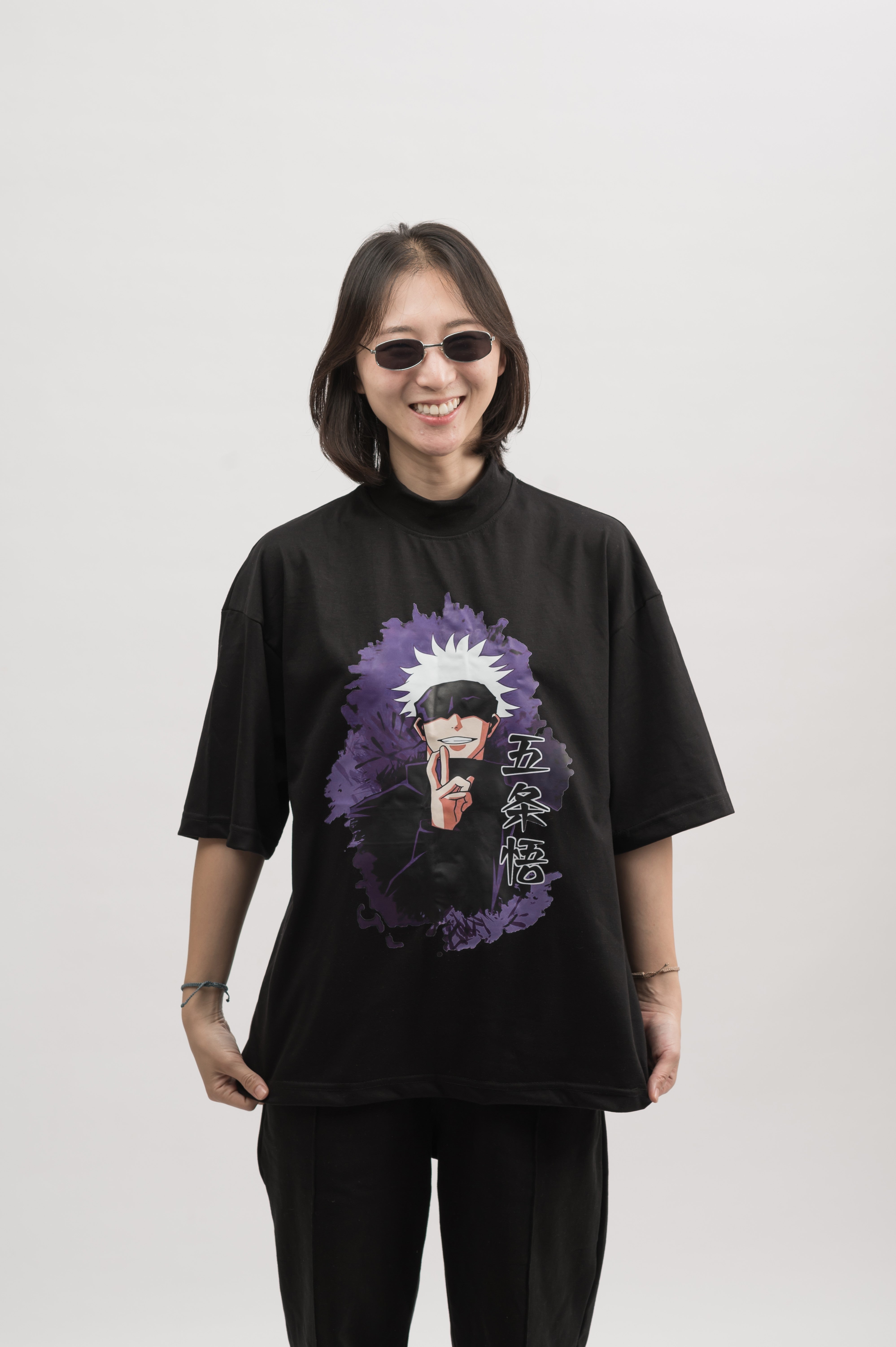 Gojo Satoru Oversized Drop Shoulder Mock Neck Tee