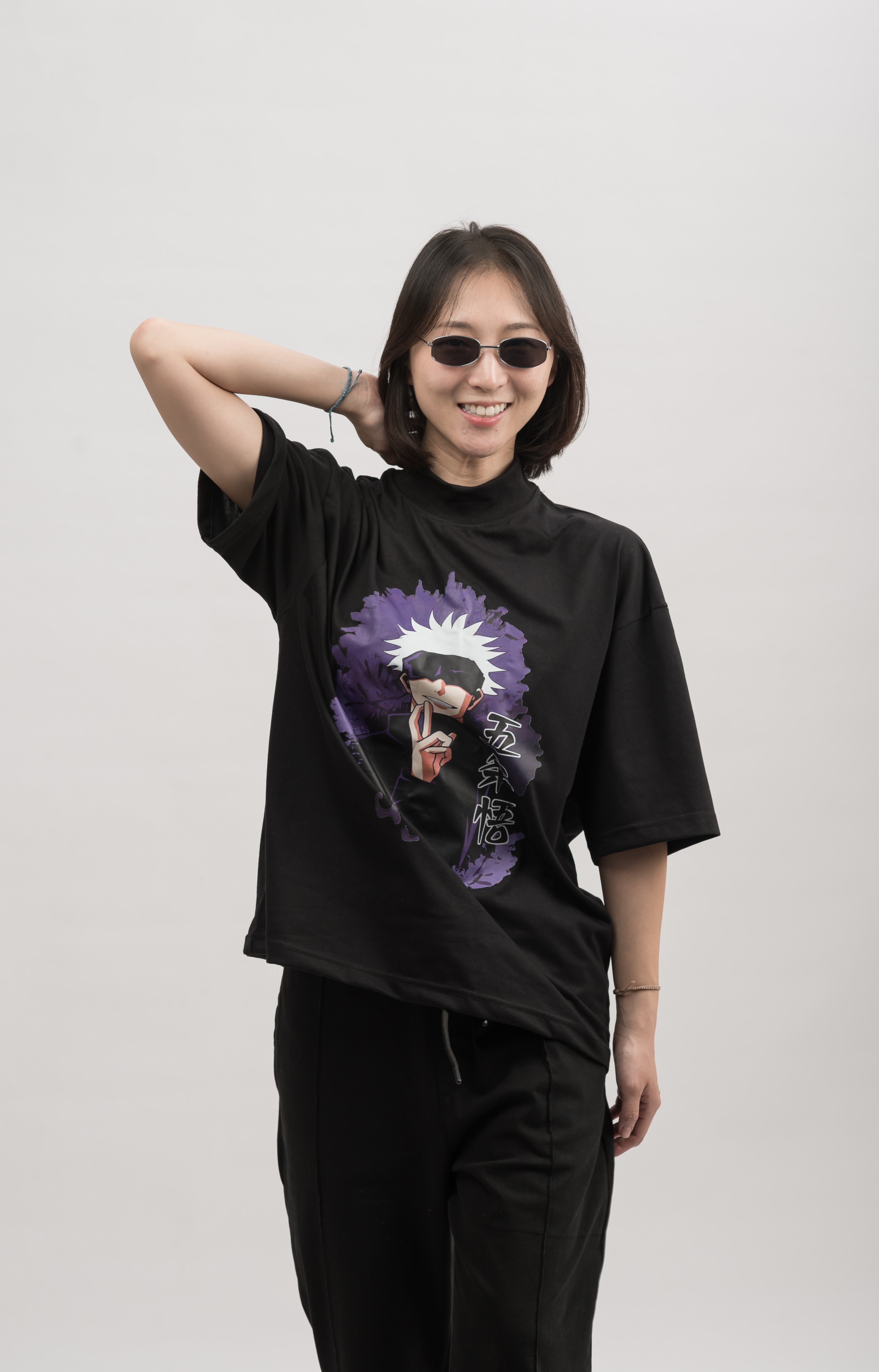 Gojo Satoru Oversized Drop Shoulder Mock Neck Tee