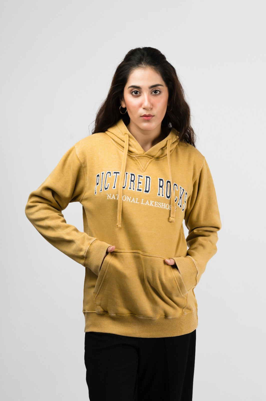 Picture Rocks Hoodie, Vintage Burn Wash Mustard