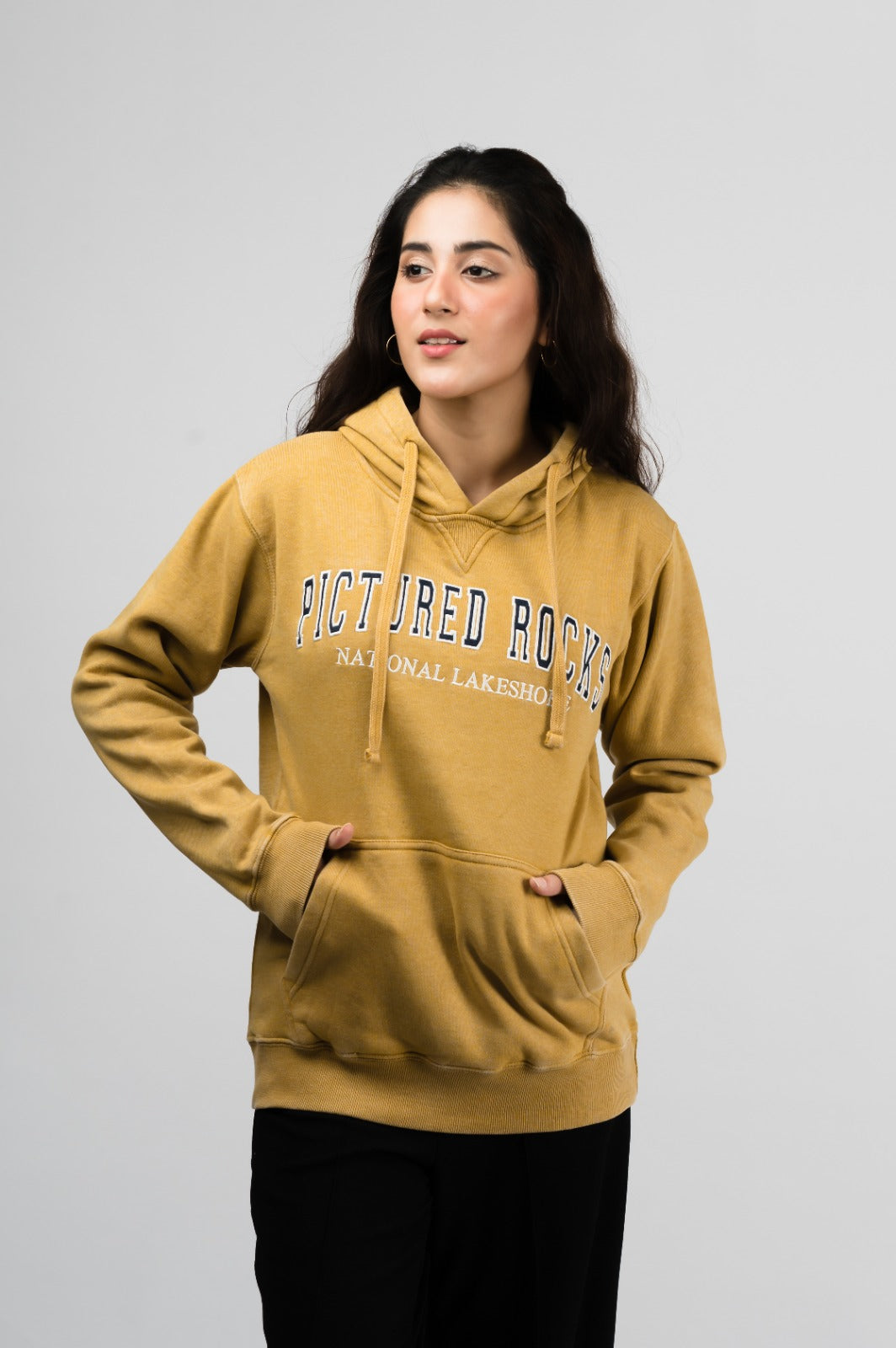 Picture Rocks Hoodie, Vintage Burn Wash Mustard