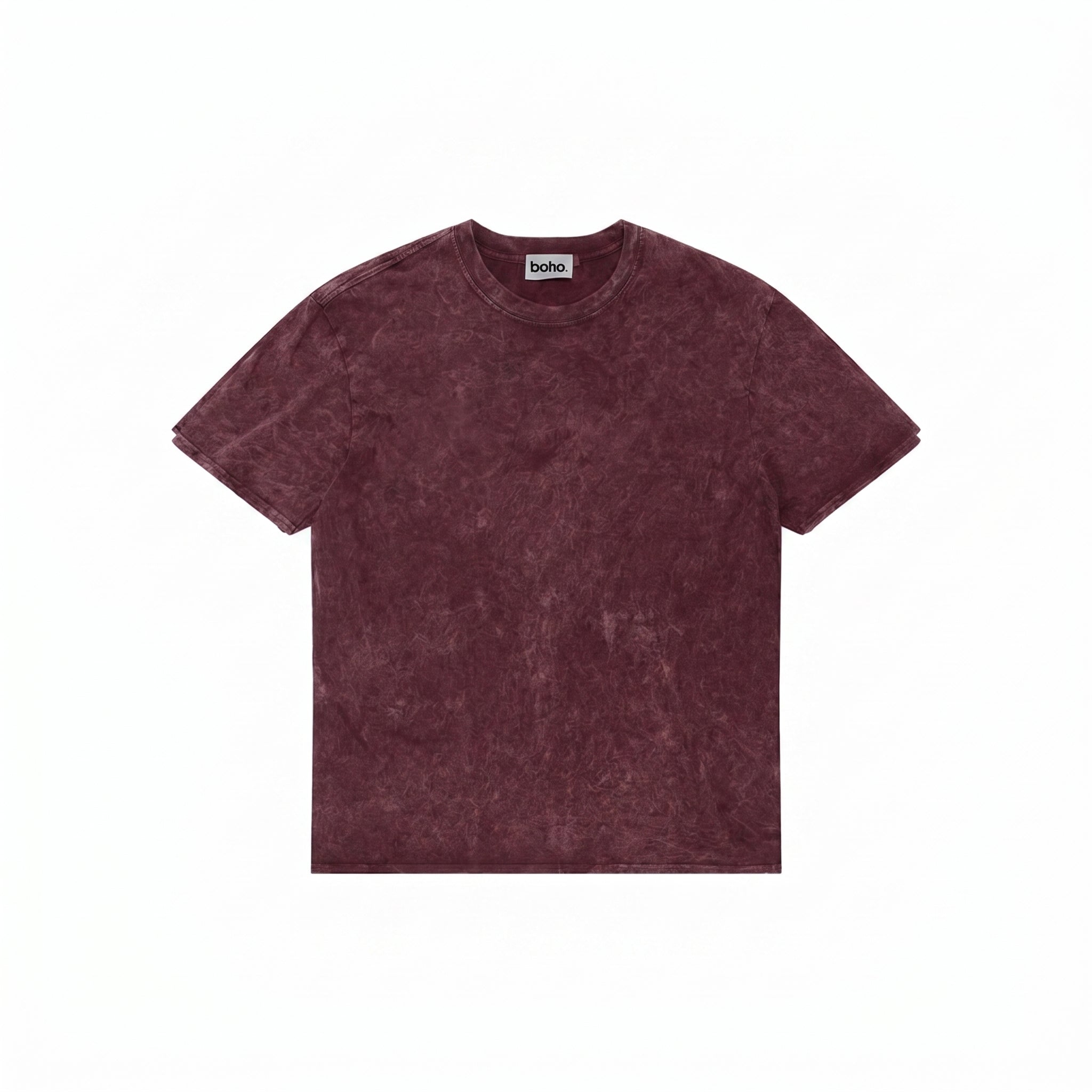 Vintage Acid Wash Oversized Tee - Muted Maroon