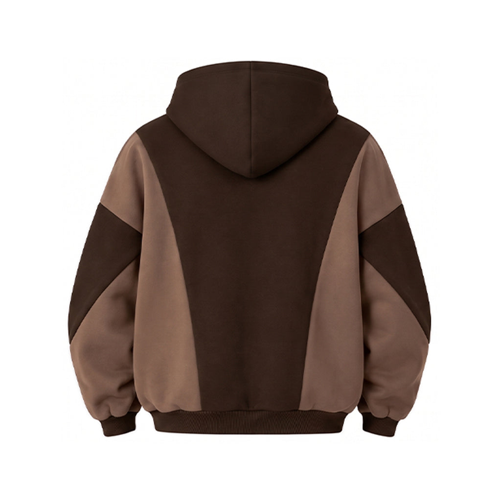 Colorblock Oversized Hoodie - Mocha Brown