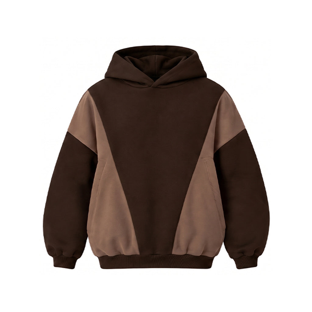 Colorblock Oversized Hoodie - Mocha Brown
