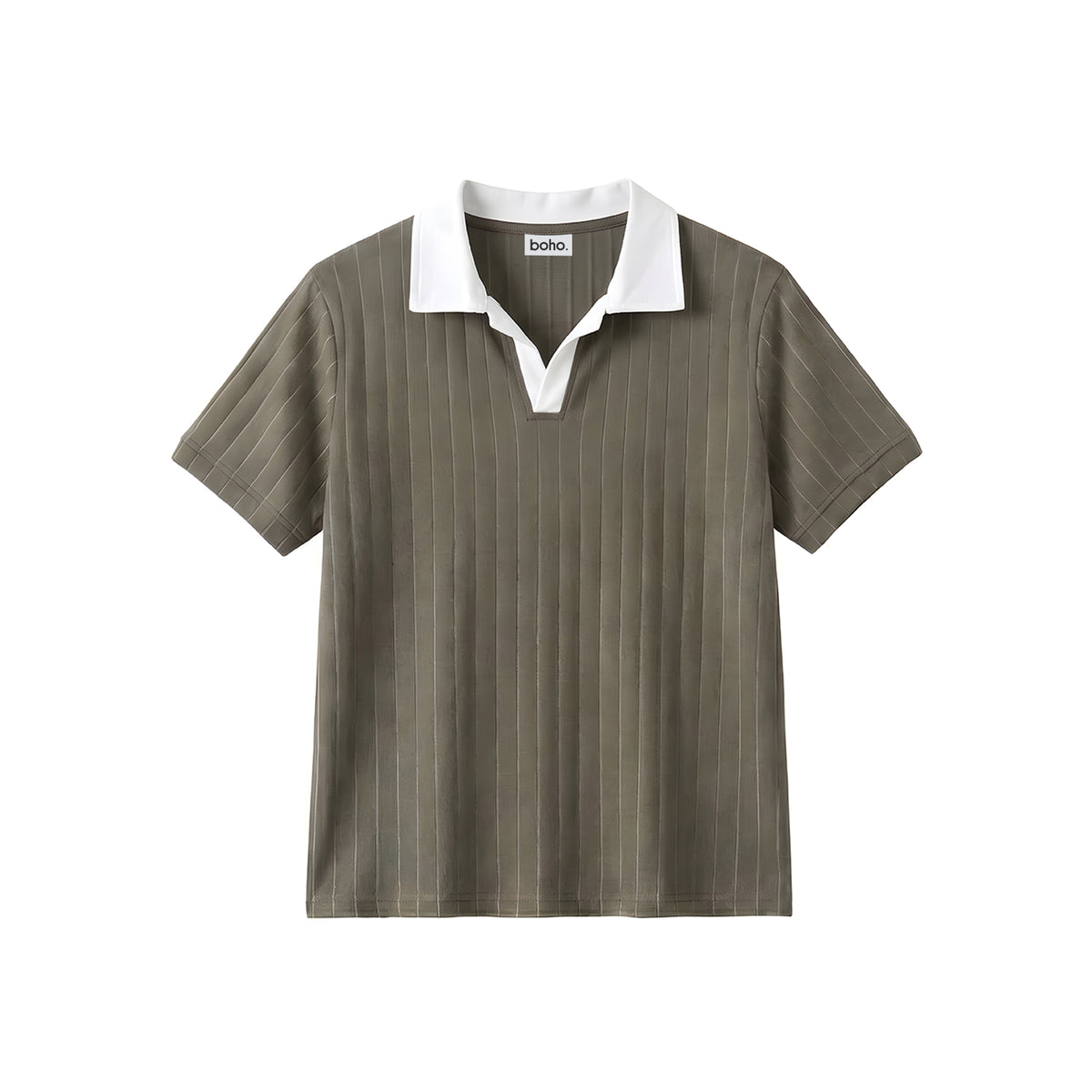 Olive Green Drop Needle Contrast Polo