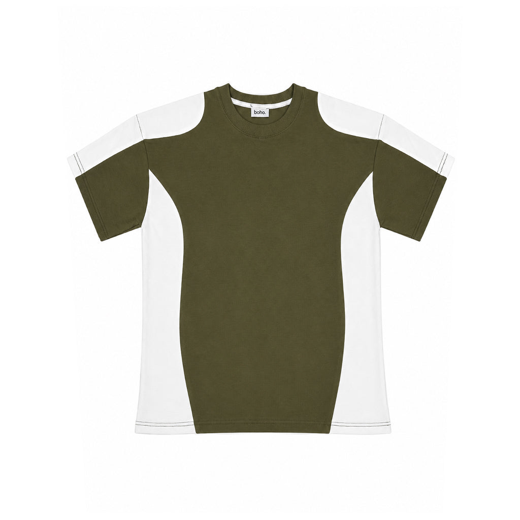 Essential Color Block Oversized T-Shirt - Olive
