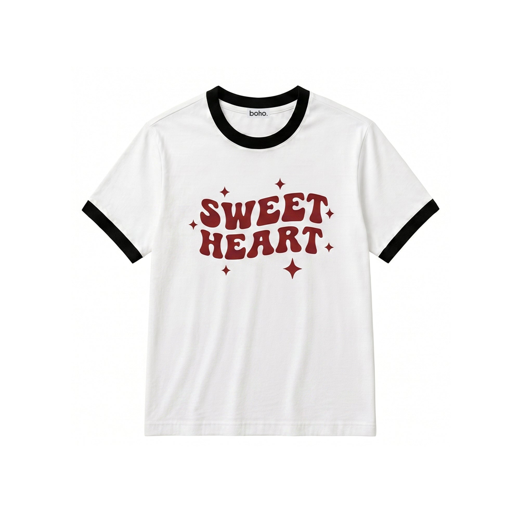 Sweet Heart Classic Ringer Tee – White & Black