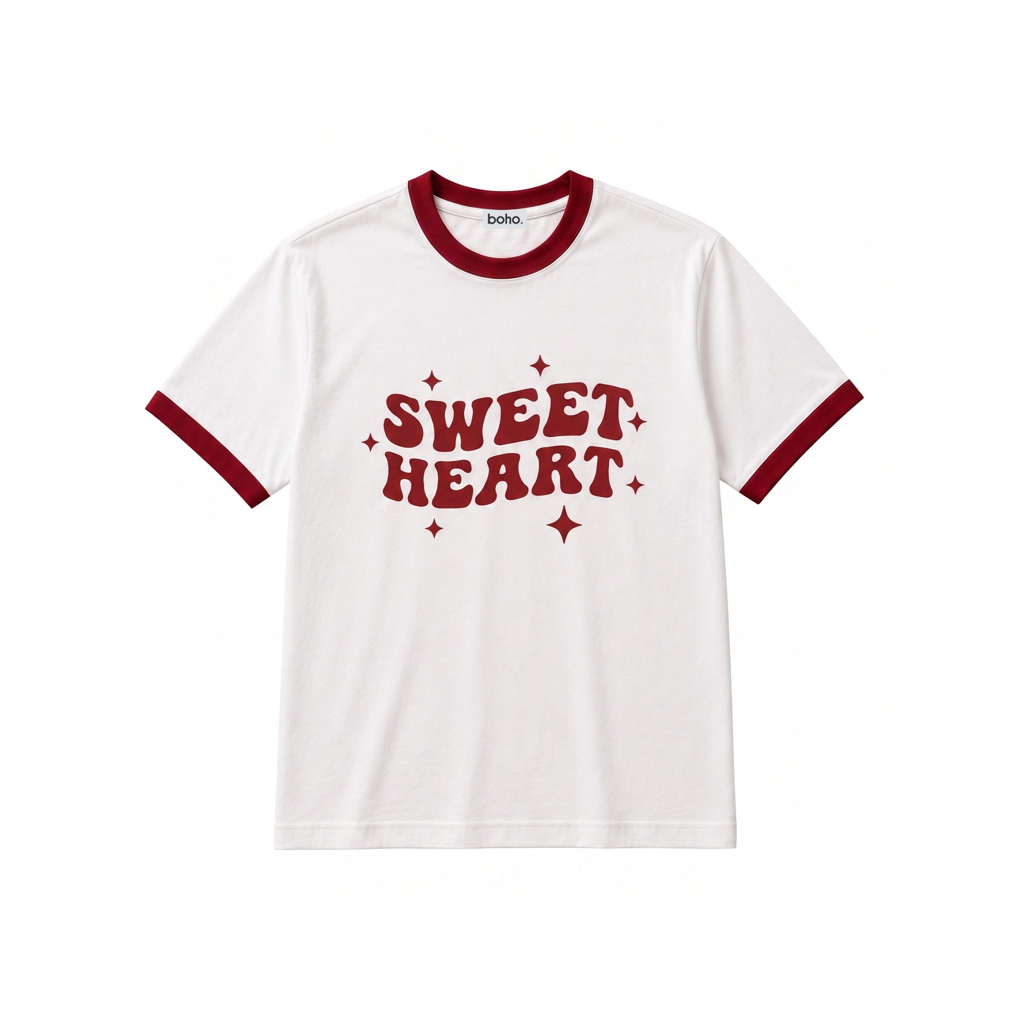 Sweet Heart Classic Ringer Tee – White & Red