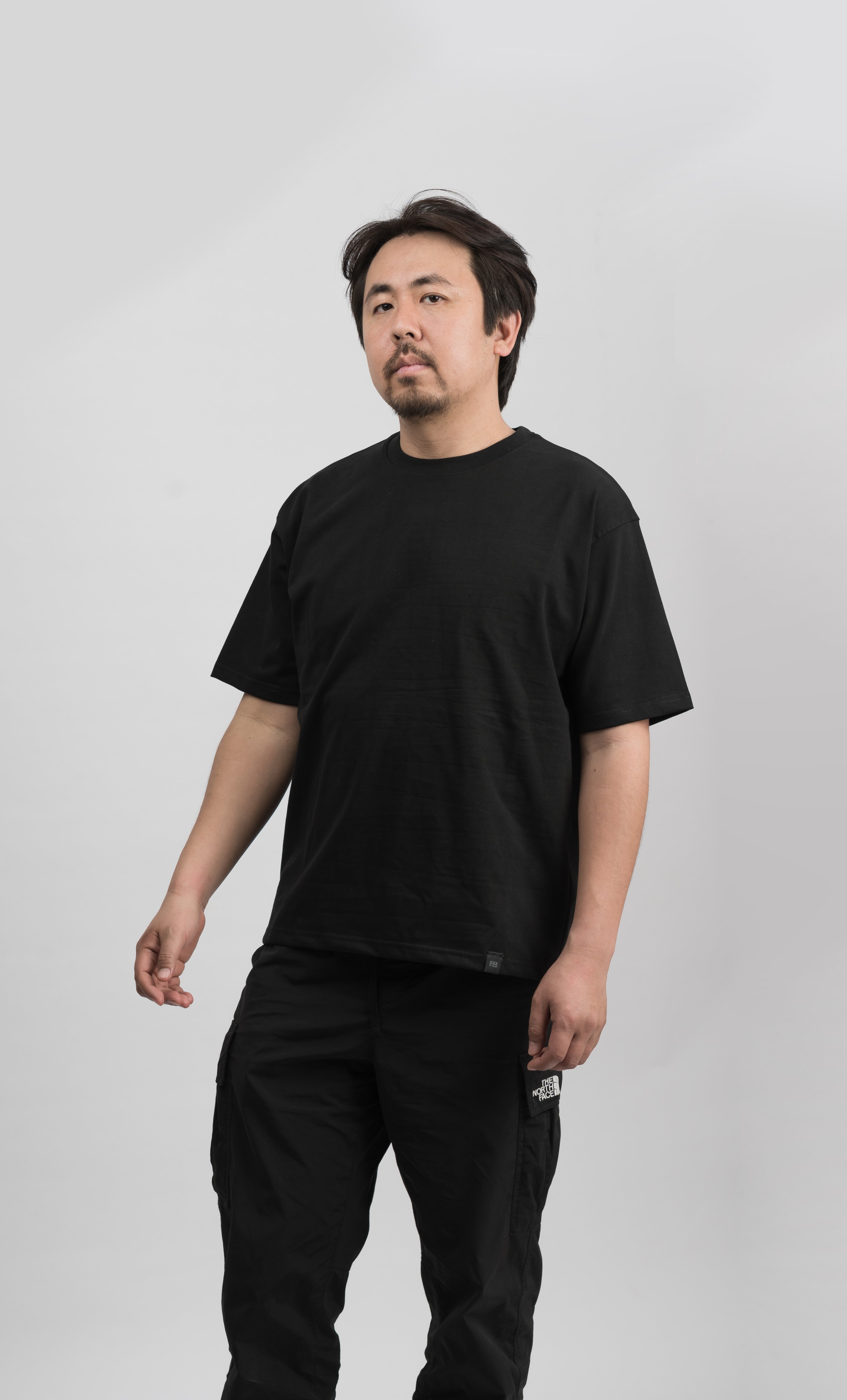 Solid Black Oversized Drop Shoulder T-Shirt