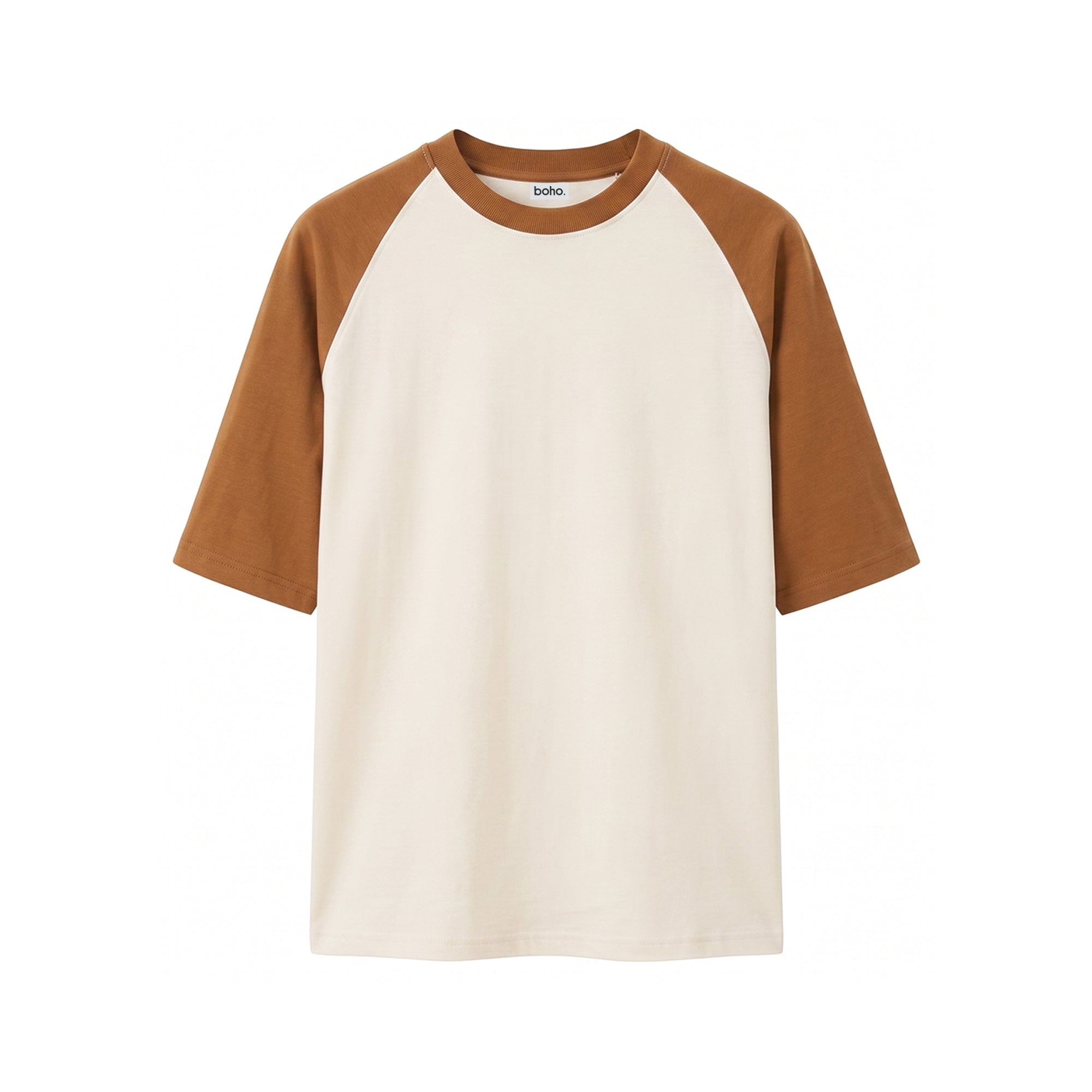 Raglan Core Tee – Tan & Cream