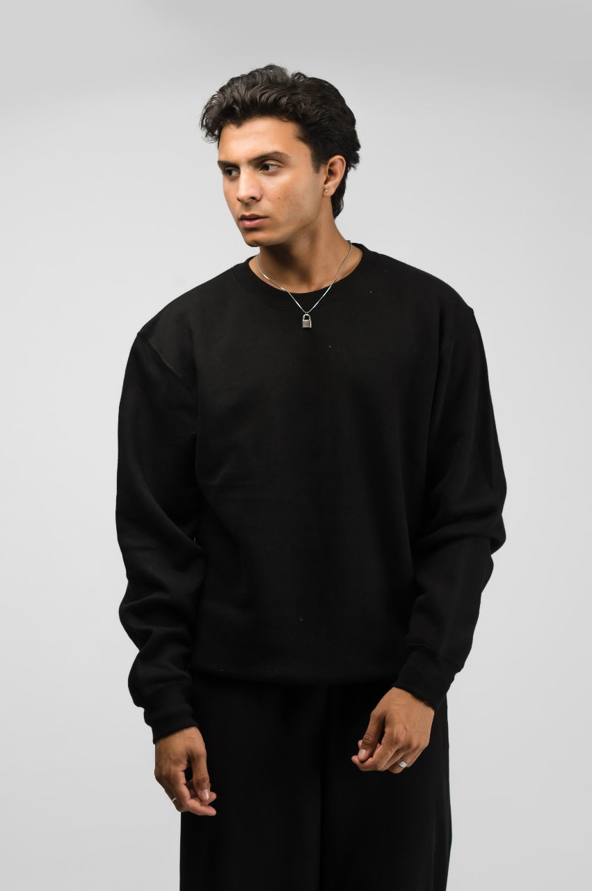 Black Solid Sweatshirt (Unisex)