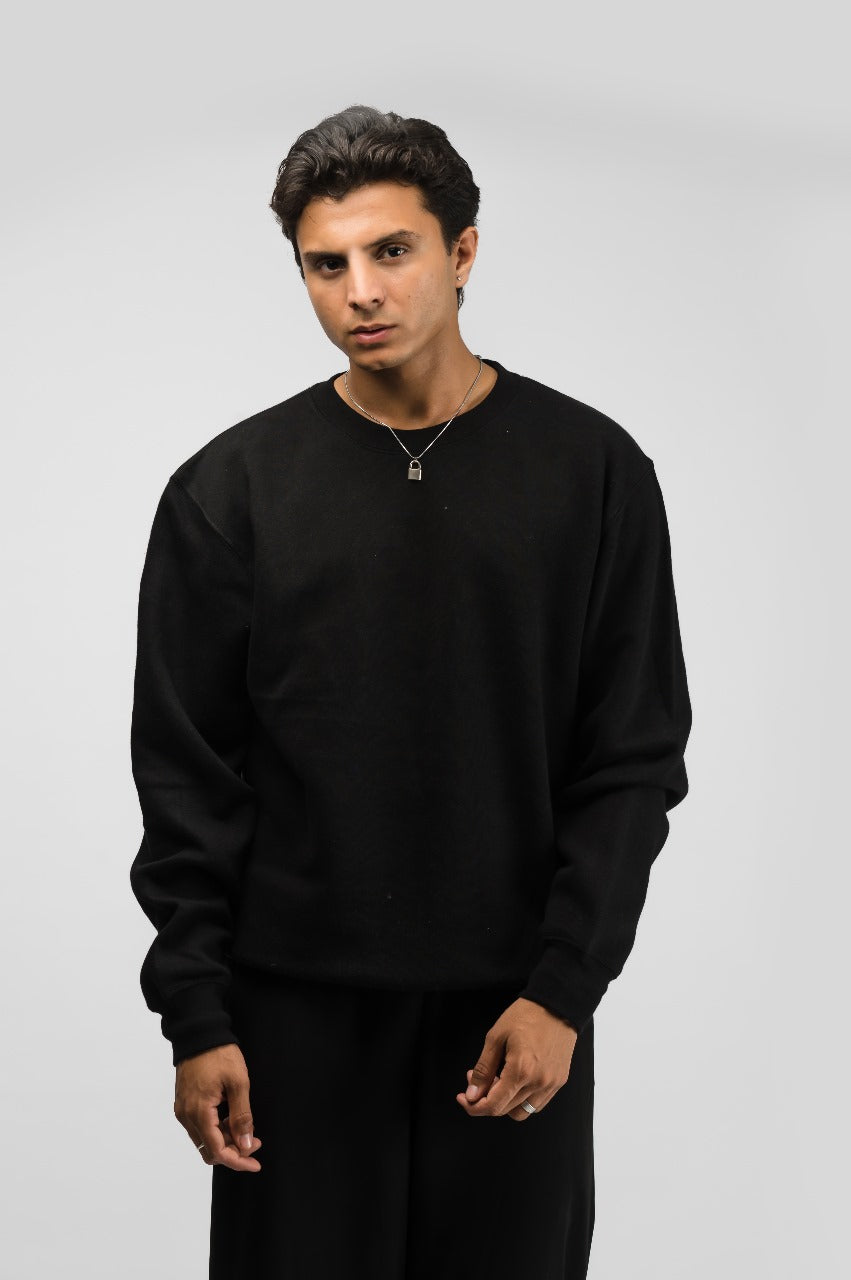 Black Solid Sweatshirt (Unisex)