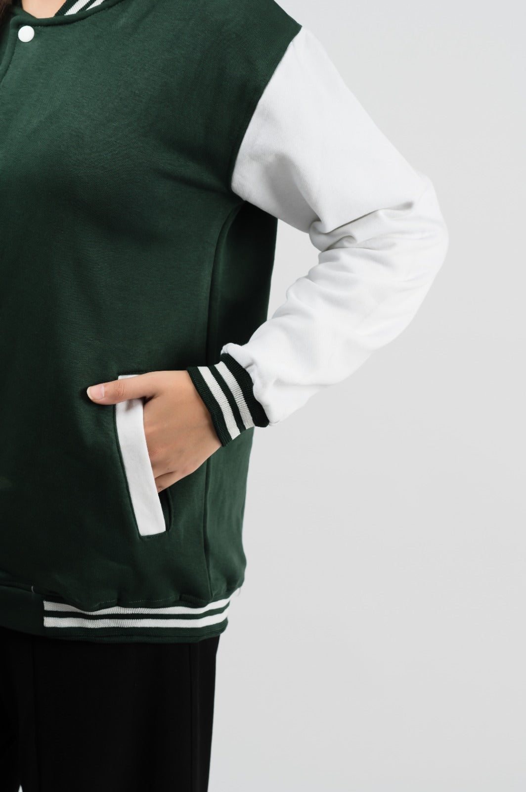 Two-tone green baseball jacket