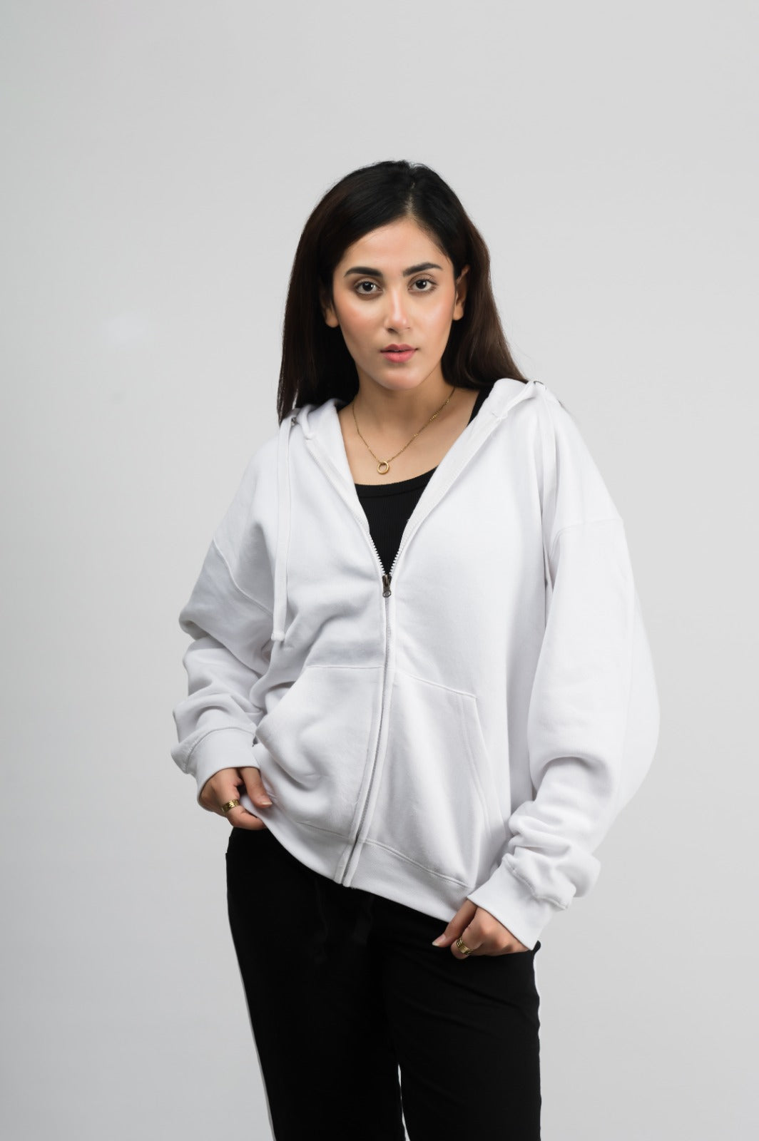 White Solid Zipper