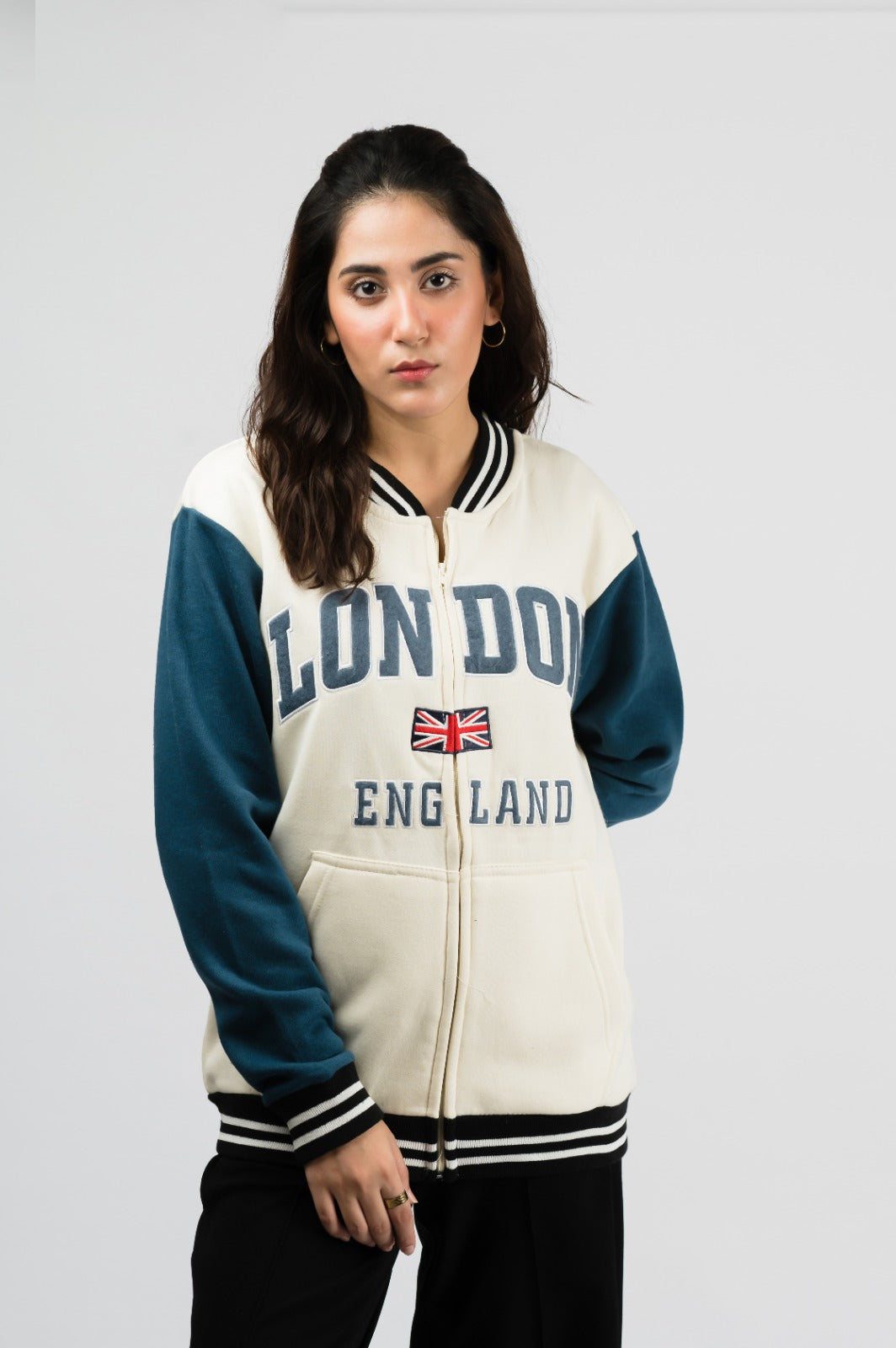 London white Baseball Jacket (Unisex)