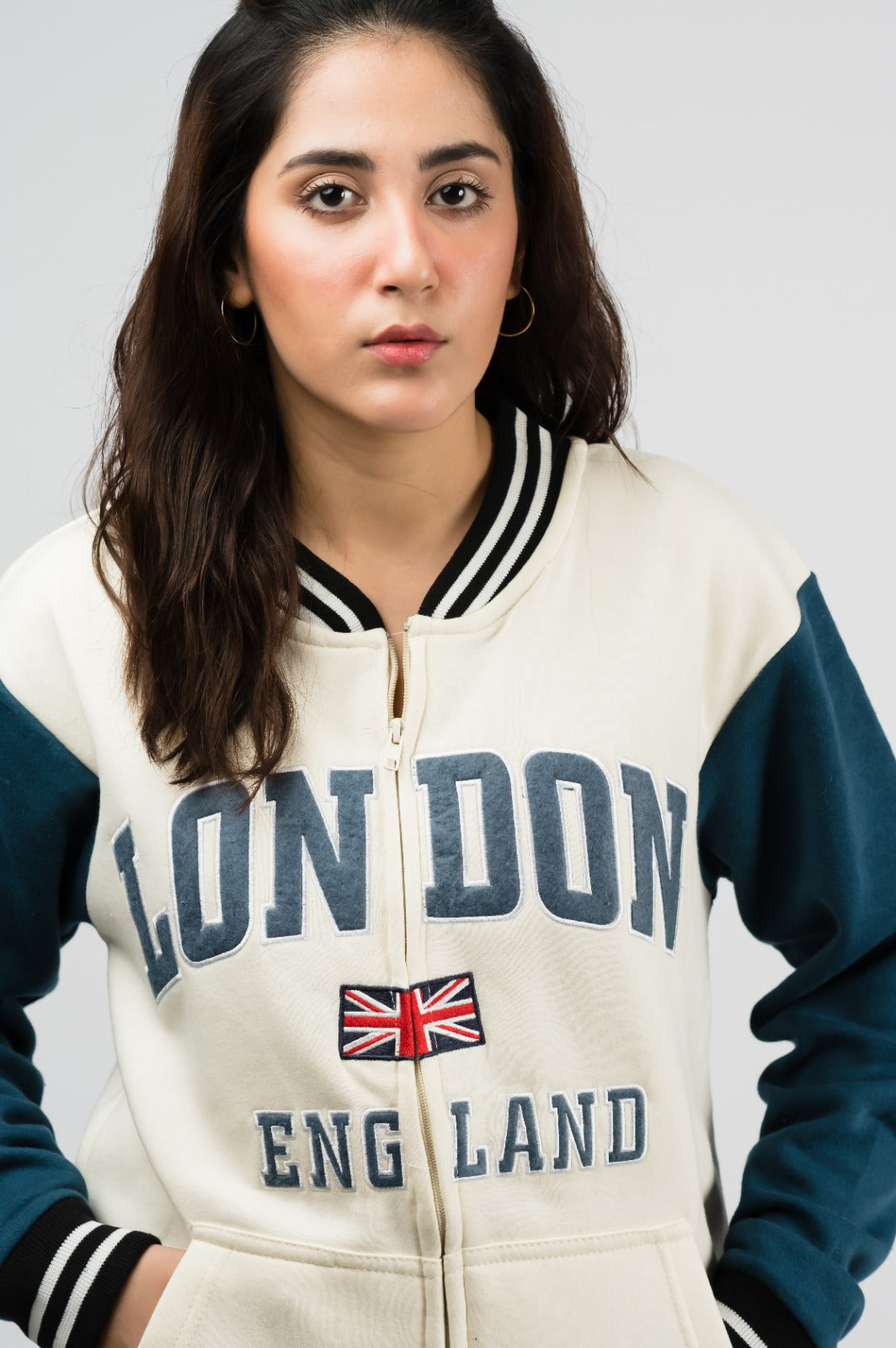 London white Baseball Jacket (Unisex)