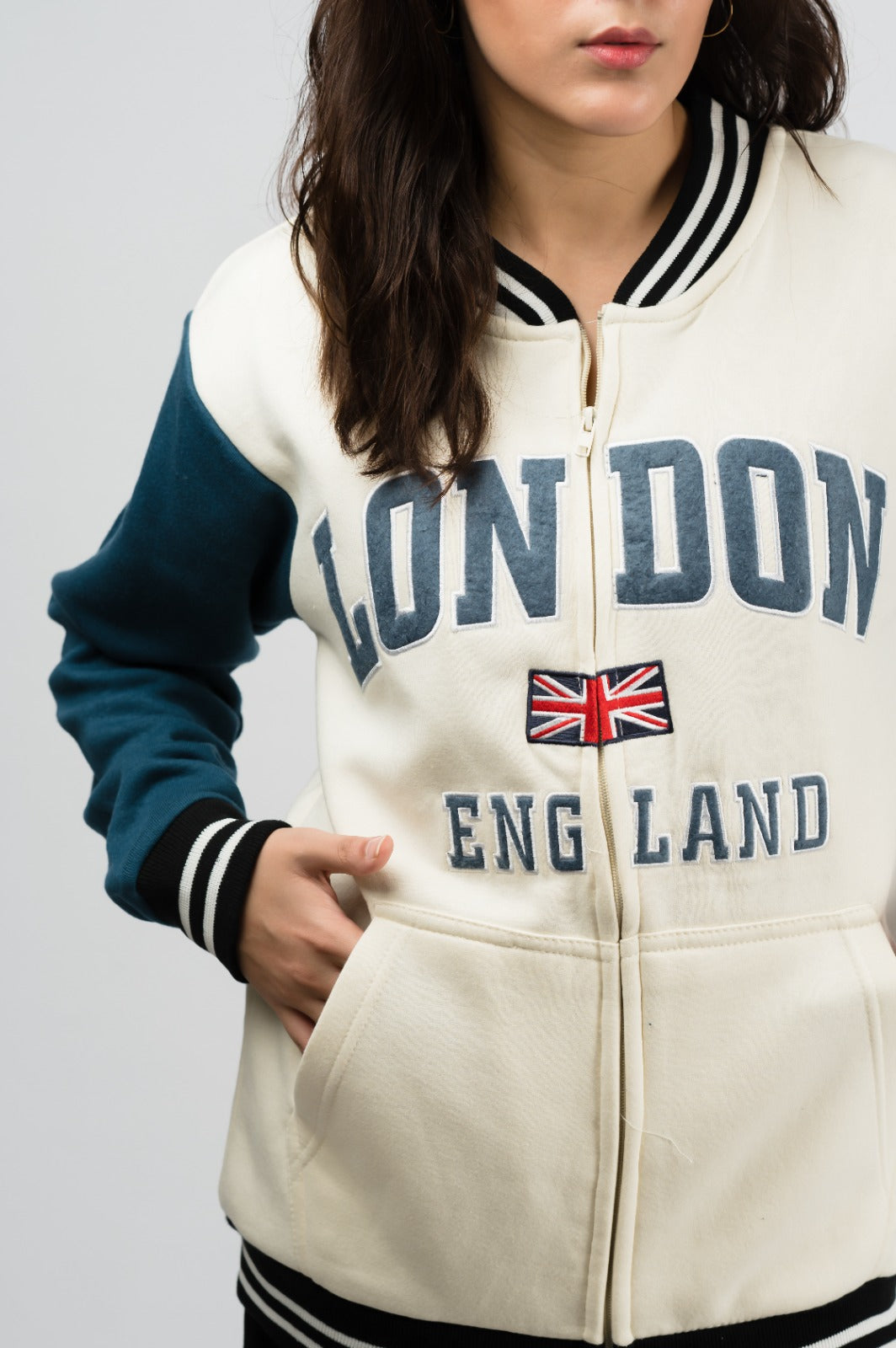 London white Baseball Jacket (Unisex)