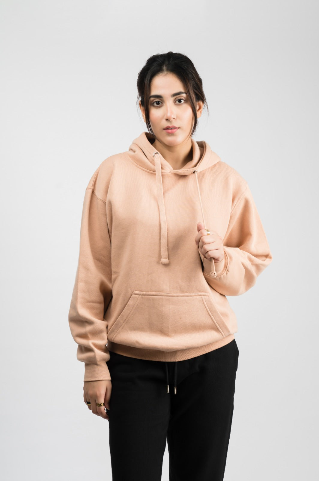 Peach solid Hoodie