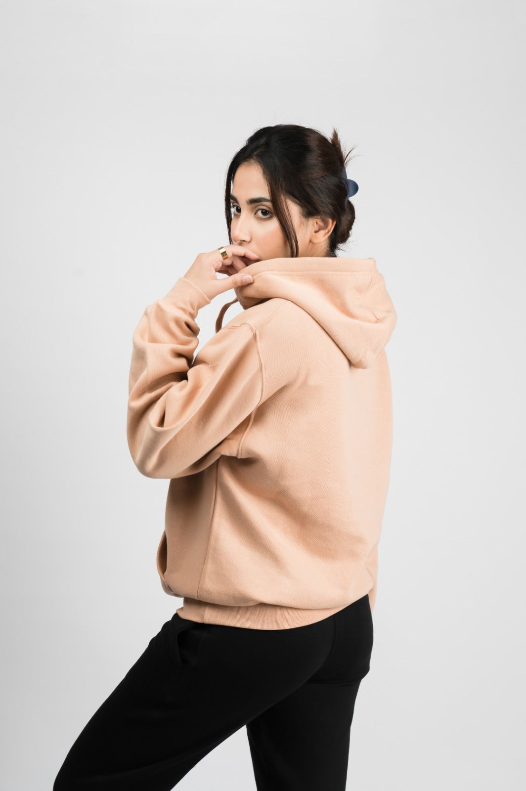 Peach solid Hoodie