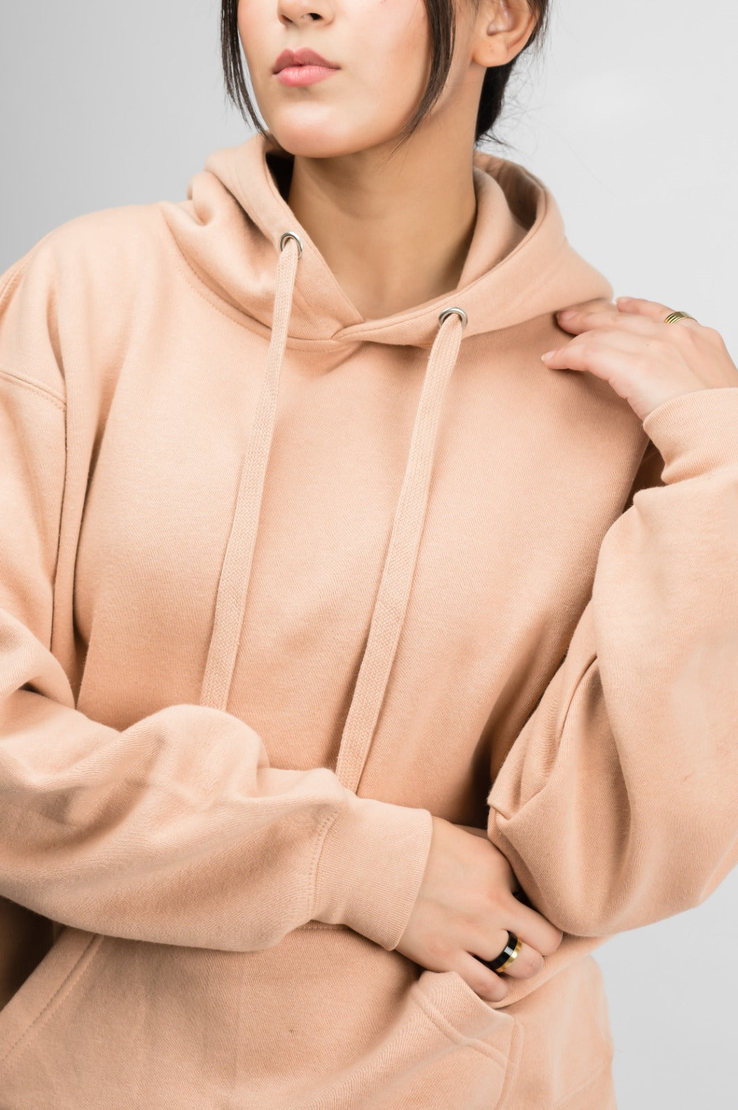 Peach solid Hoodie