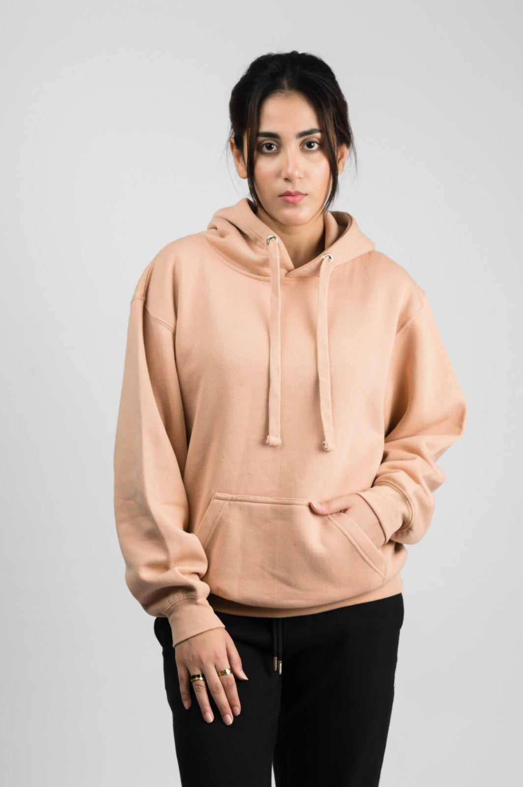 Peach solid Hoodie