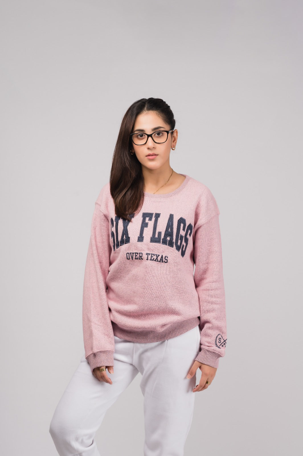 Pink Six Flags Sweater - Women