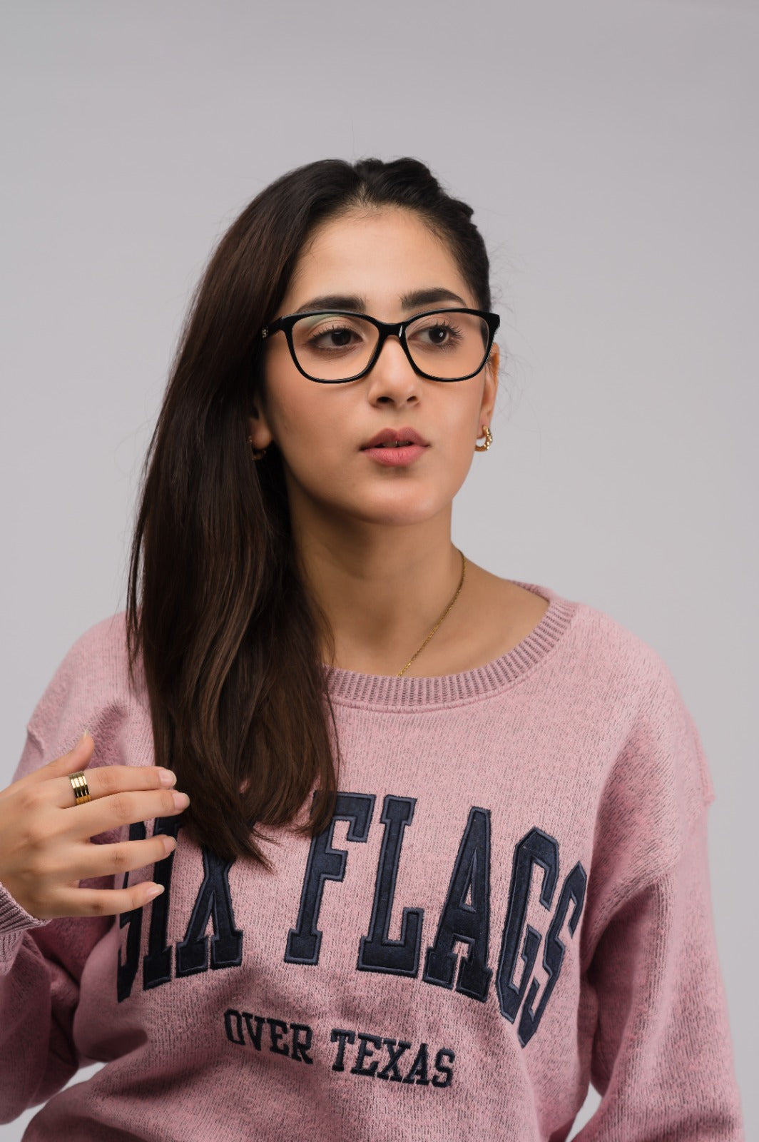 Pink Six Flags Sweater - Women