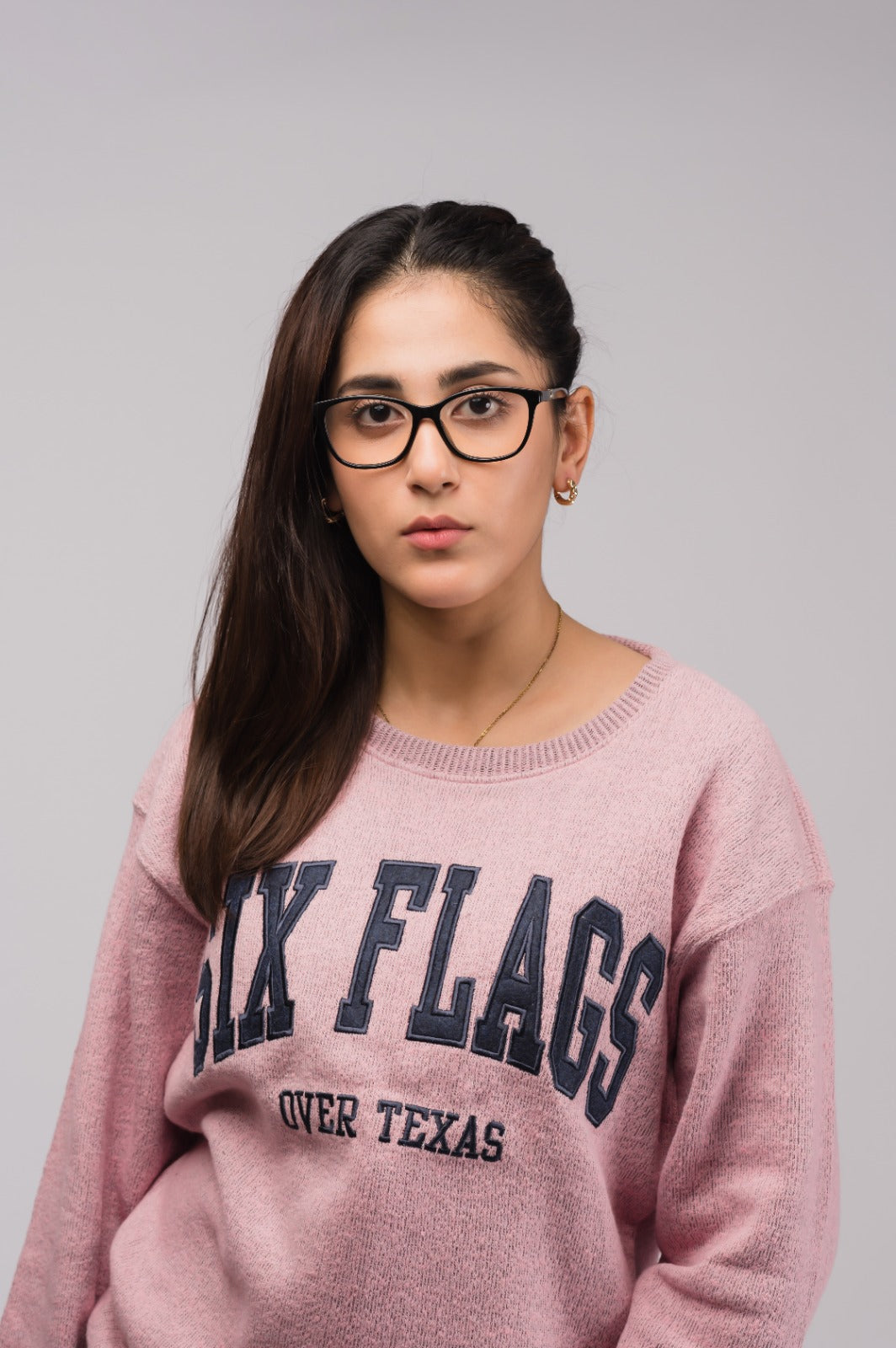 Pink Six Flags Sweater - Women