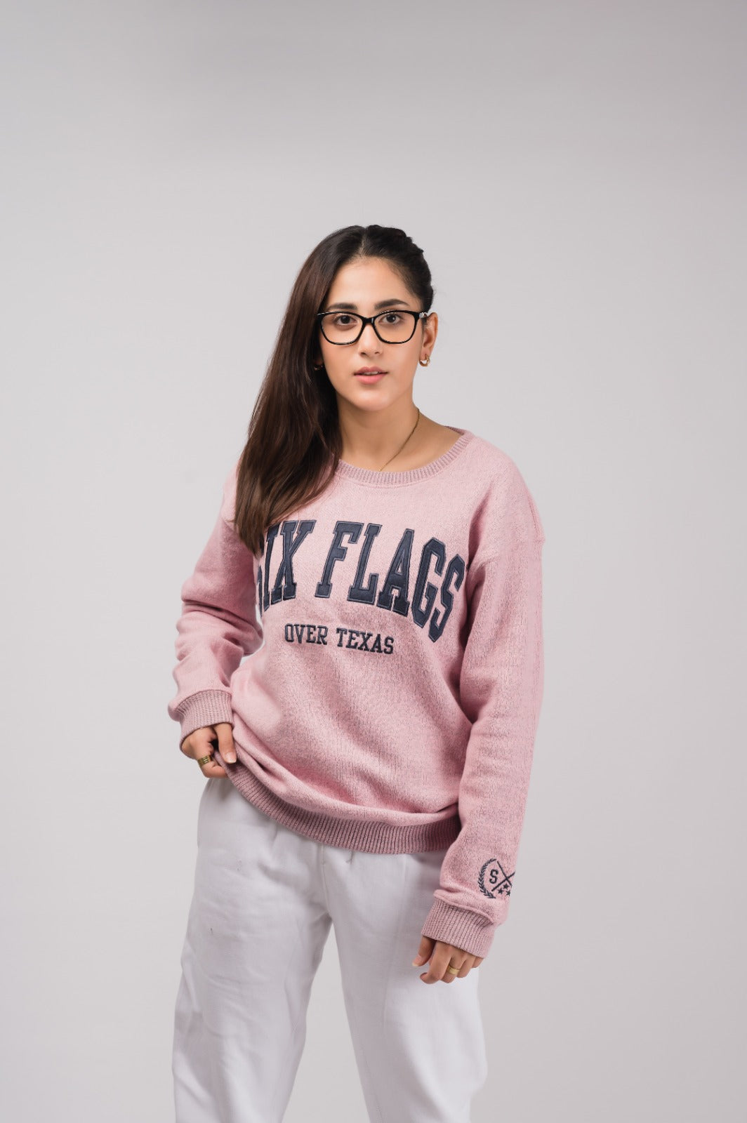 Pink Six Flags Sweater - Women