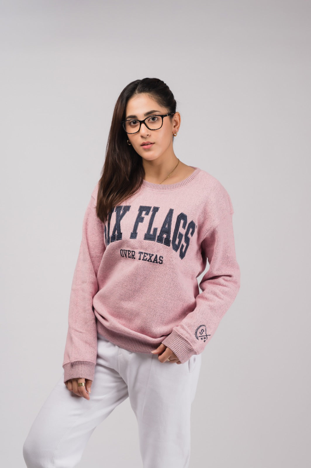 Pink Six Flags Sweater - Women