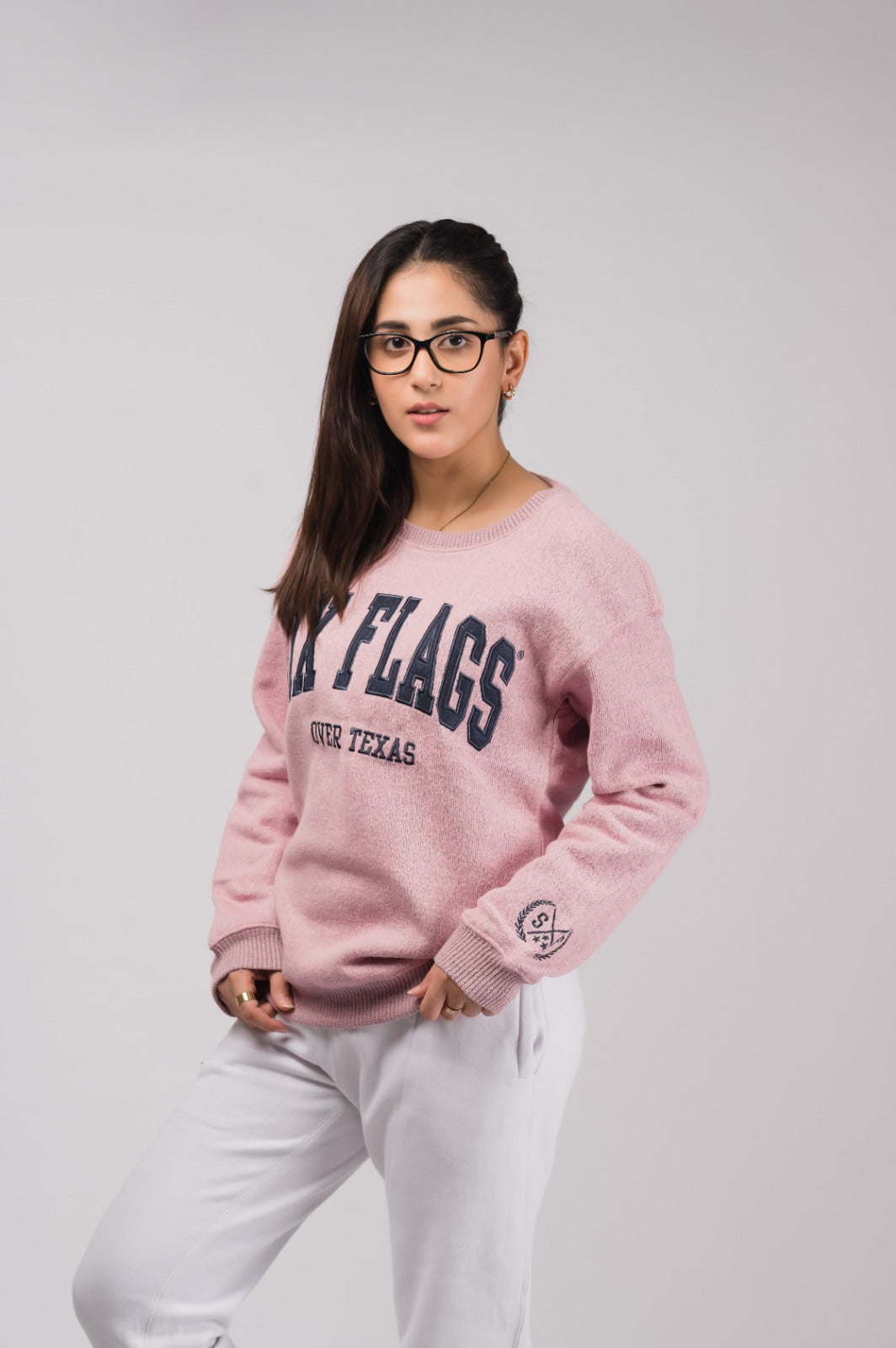 Pink Six Flags Sweater - Women