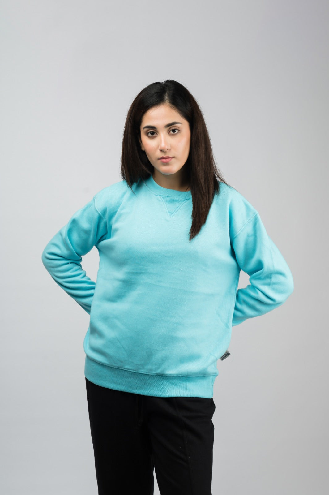 Turqoise solid sweatshirt