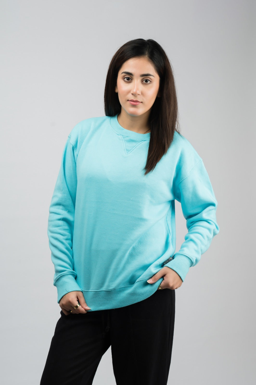 Turqoise solid sweatshirt