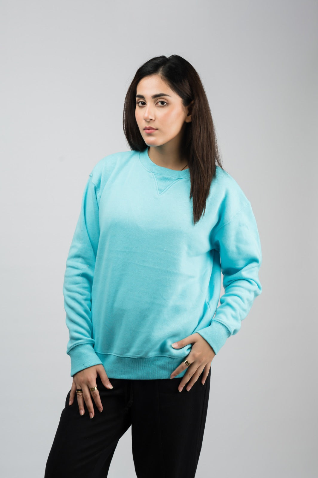 Turqoise solid sweatshirt